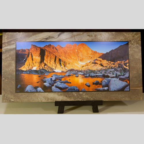 Click to view detail for Chasm Lake Panorama Stone Plaque 12x24 $180